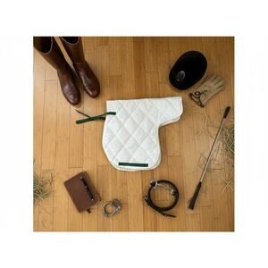 NWOT Solid White w/Green English Saddle Pad - 21” x 40.5”